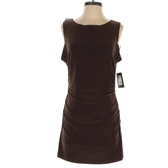 Norma Kamali Chocolate Brown SLEEVELESS PICKLEBALL MINI DRESS - Picture 1 of 2